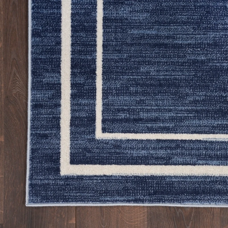 Navy Bordered Indoor/Outdoor Area Rug