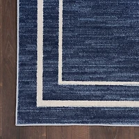Navy Bordered Indoor/Outdoor Area Rug