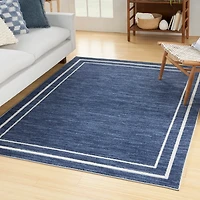 Navy Bordered Indoor/Outdoor Area Rug