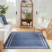 Navy Bordered Indoor/Outdoor Area Rug