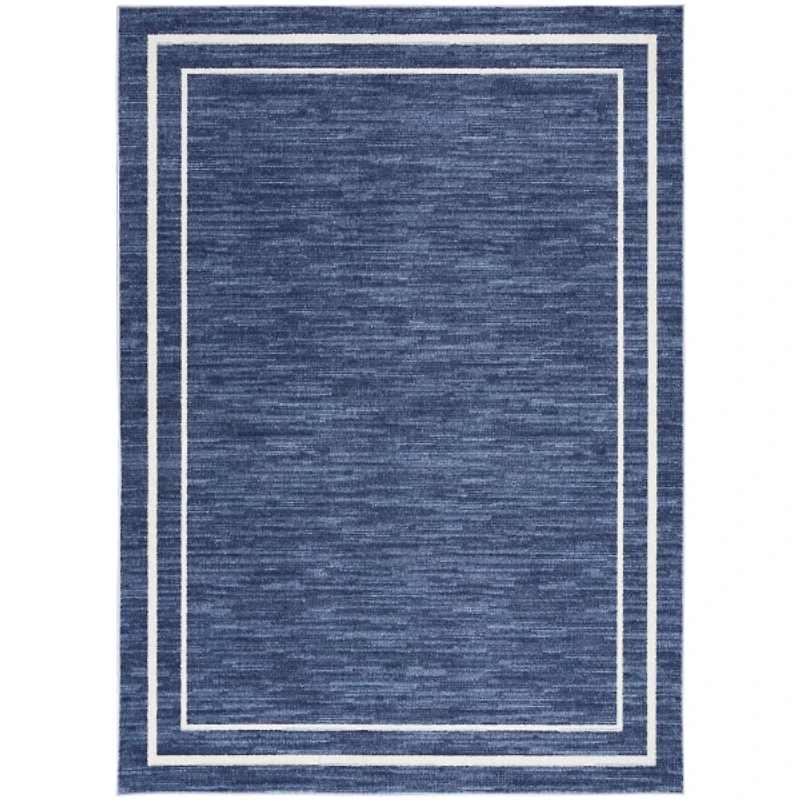 Navy Bordered Indoor/Outdoor Area Rug