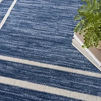 Navy Bordered Indoor/Outdoor Area Rug, 8x10