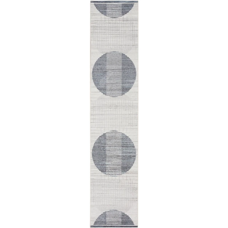 Blue Linear Geometric Washable Runner, 2x10