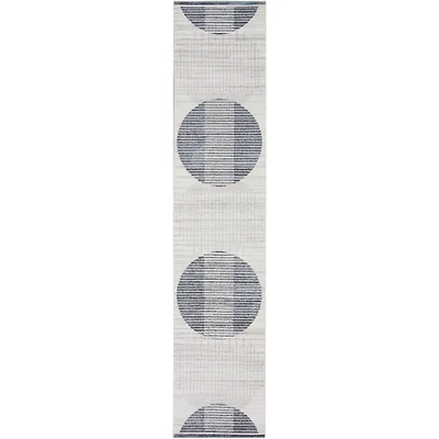 Blue Linear Geometric Washable Runner, 2x10