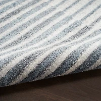 Blue Linear Geometric Washable Area Rug