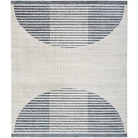 Blue and Ivory Striped Half Moon Area Rug, 8x10