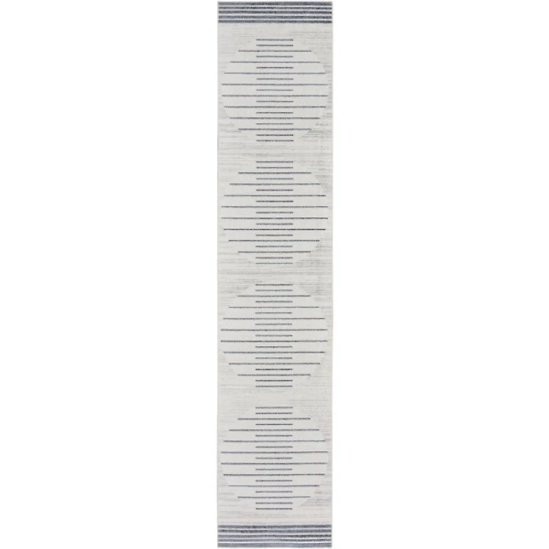 Ivory Striated Sphere Washable Runner, 2x10