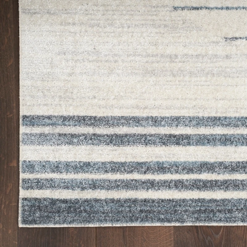 Blue and Ivory Striped Moons Runner, 2x12