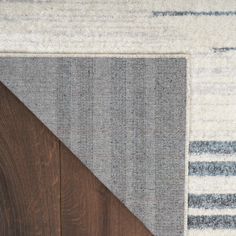 Ivory Striated Sphere Washable Area Rug