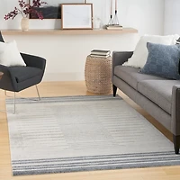 Ivory Striated Sphere Washable Area Rug