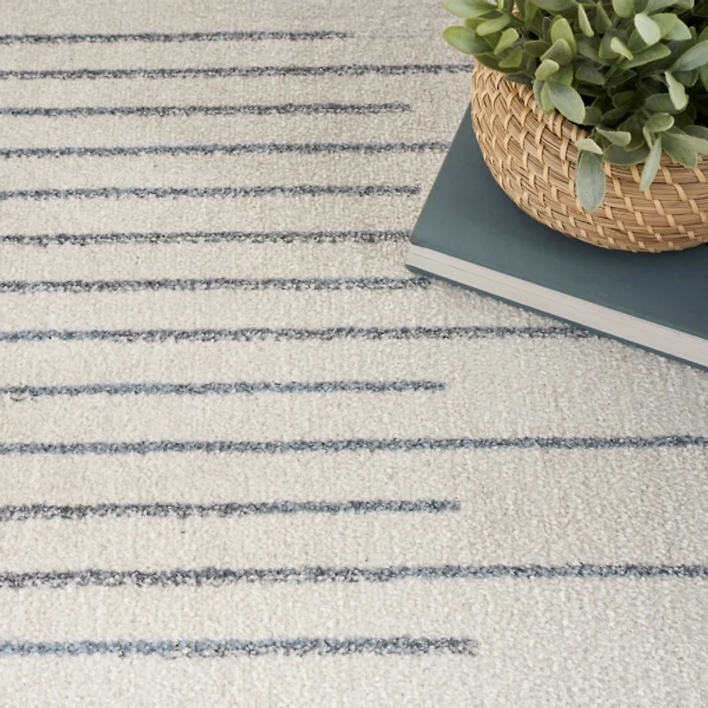 Ivory Striated Sphere Washable Area Rug
