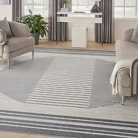 Blue Linear Sphere Washable Area Rug, 7x10