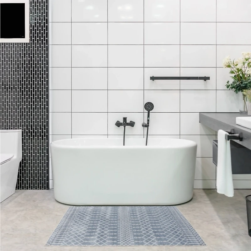 Light Blue Moroccan Washable Area Rug, 3x5