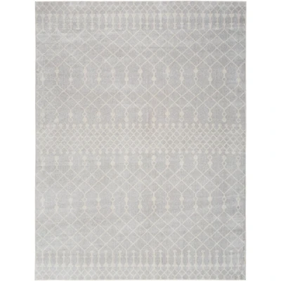 Gray and Ivory Moroccan Trellis Area Rug, 9x12
