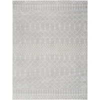 Gray and Ivory Moroccan Trellis Area Rug, 9x12
