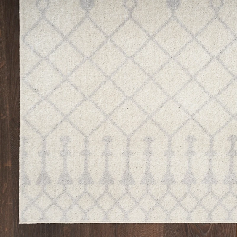 Ivory Moroccan Washable Runner, 2x8