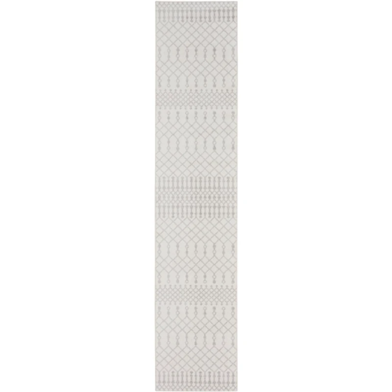 Ivory Moroccan Washable Runner, 2x8