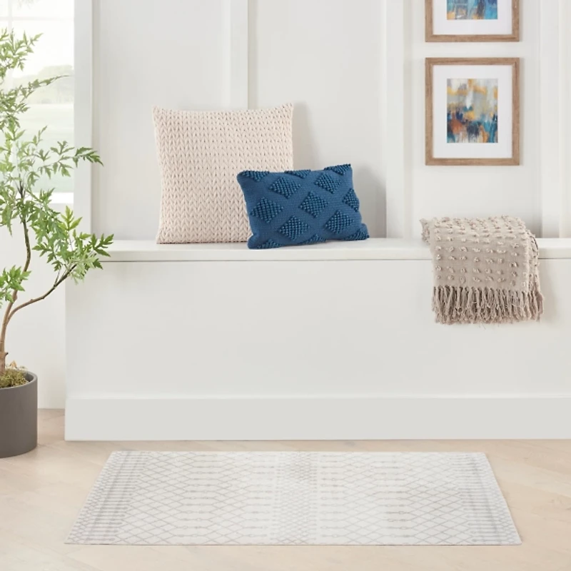 Ivory Moroccan Washable Area Rug