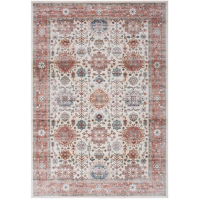 Fulton Red Floral Medallion Area Rug, 7x10