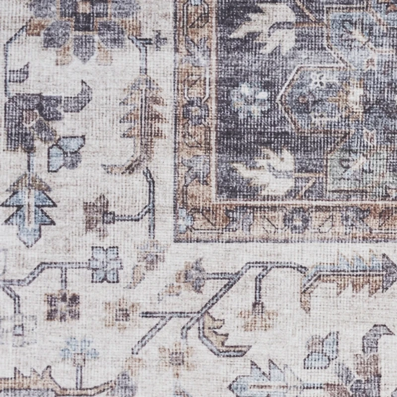 Fulton Charcoal Medallion Area Rug, 5x7