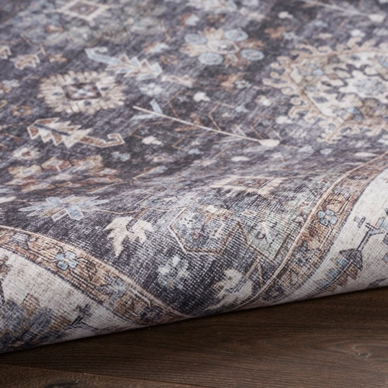 Fulton Charcoal Medallion Area Rug, 5x7