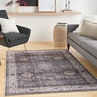 Fulton Charcoal Medallion Area Rug, 5x7