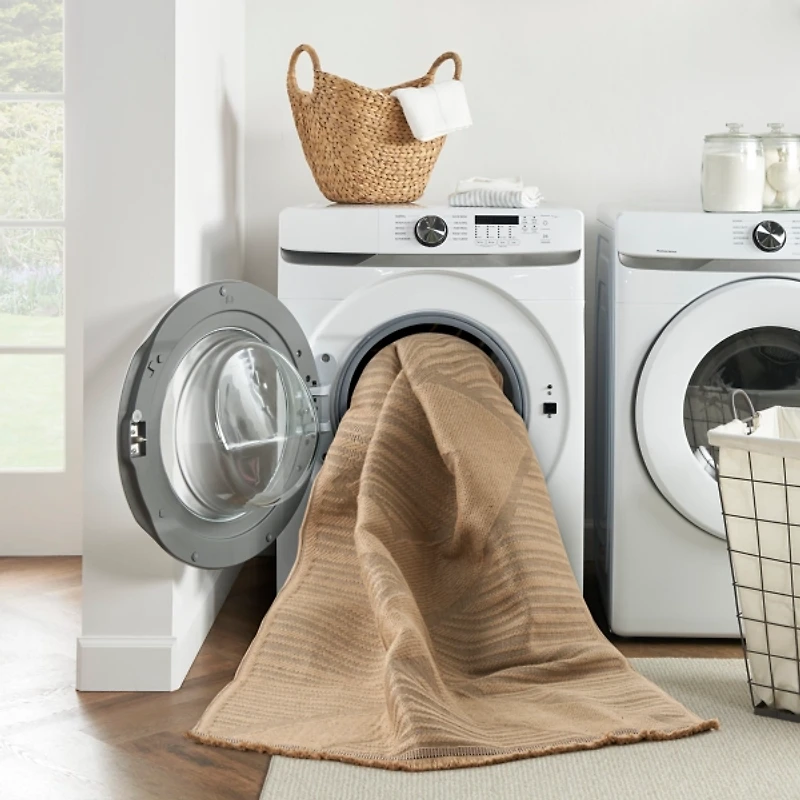 Natural Jute Woven Diamond Area Rug, 7x9