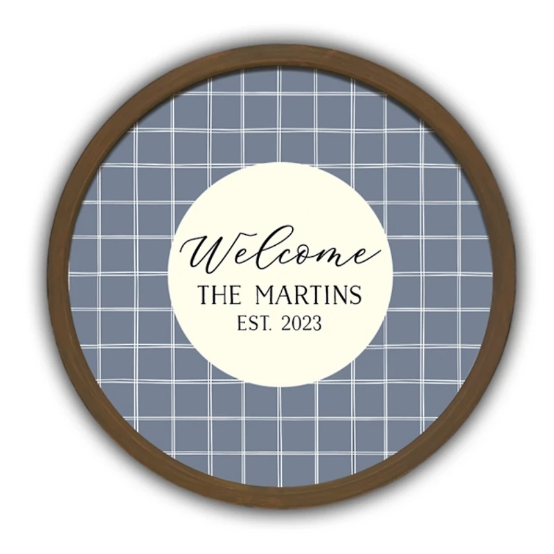 Personalized Welcome Plaid Brown Frame Plaque