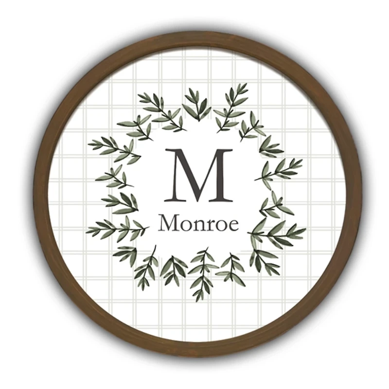 Personalized Monogram Leafy Brown Frame Plaque