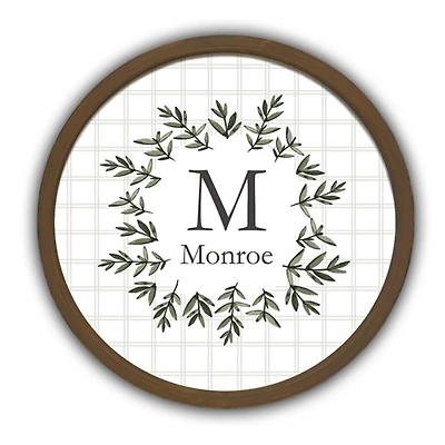 Personalized Monogram Leafy Brown Frame Plaque
