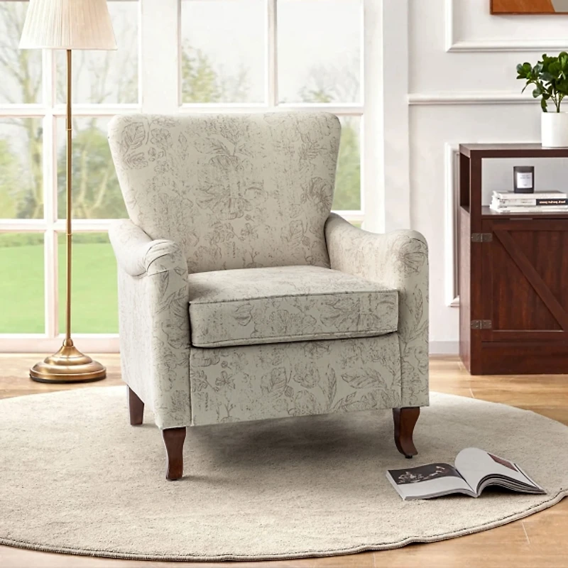 Nicola Beige Linen Upholstered Armchair
