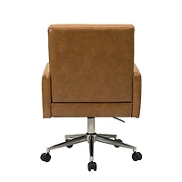 Camel Tufted Faux Leather Swivel Office Chair