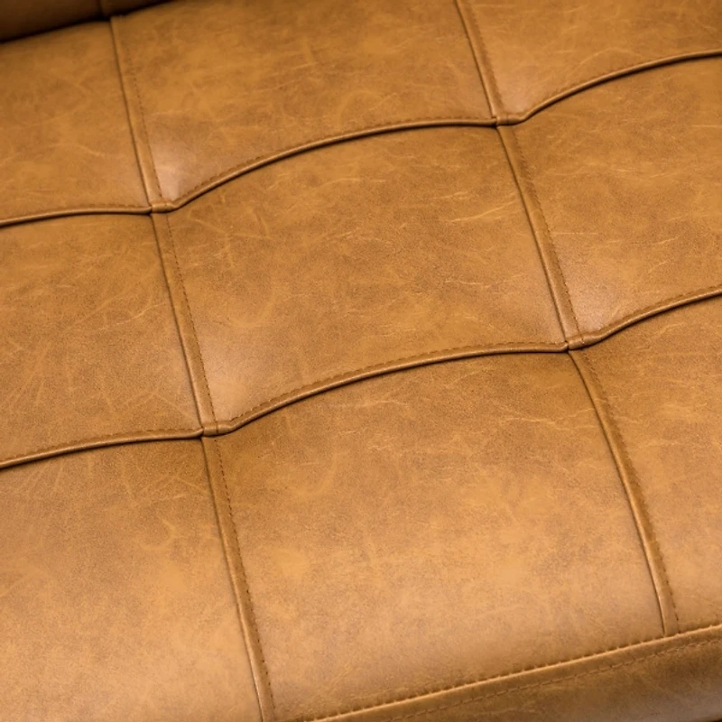 Camel Tufted Faux Leather Swivel Office Chair