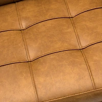 Camel Tufted Faux Leather Swivel Office Chair