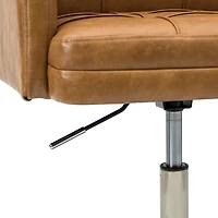 Camel Tufted Faux Leather Swivel Office Chair