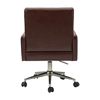 Espresso Tufted Faux Leather Swivel Office Chair