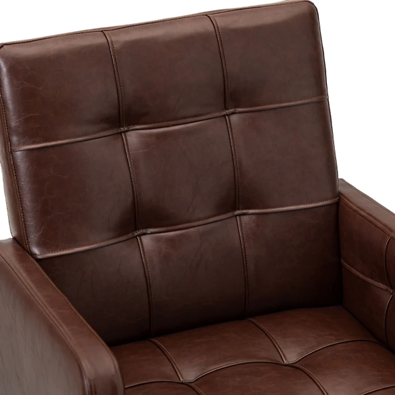 Espresso Tufted Faux Leather Swivel Office Chair