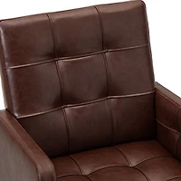 Espresso Tufted Faux Leather Swivel Office Chair