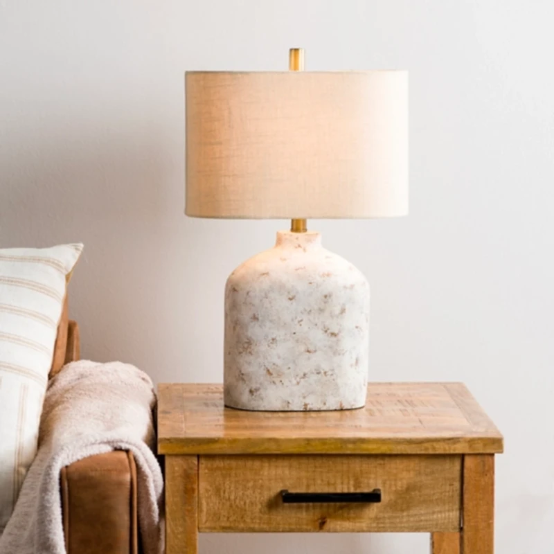 White Distressed Narrow Table Lamp