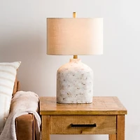 White Distressed Narrow Table Lamp