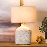 White Distressed Narrow Table Lamp