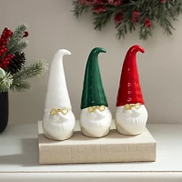 Ceramic Santa Gnomes with Glasses, Set of 3