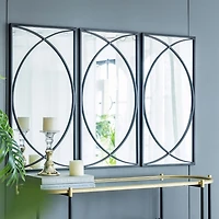 Black Metal Geometric Wall Mirrors, Set of 3