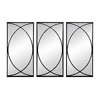 Black Metal Geometric Wall Mirrors, Set of 3