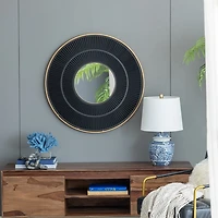 Black and Gold Double Ribbed Wall Mirror