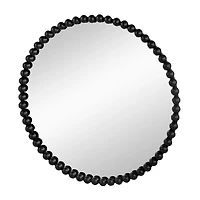 Black Metal Round Beaded Wall Mirror