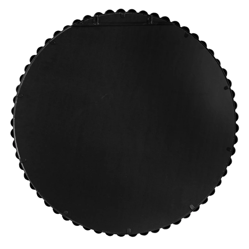 Black Metal Round Beaded Wall Mirror