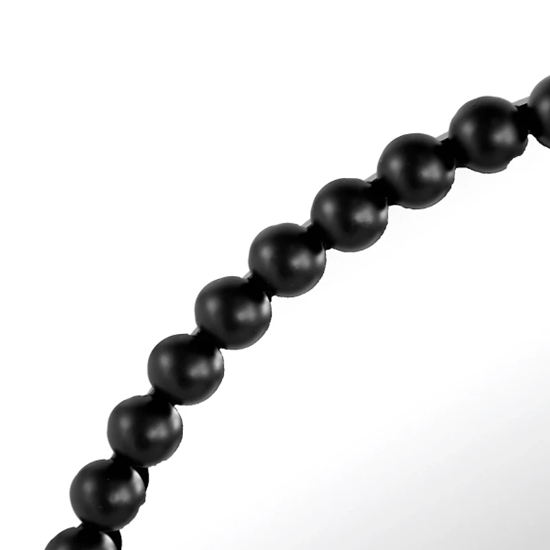 Black Metal Round Beaded Wall Mirror