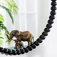 Black Metal Round Beaded Wall Mirror