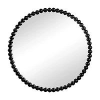 Black Metal Round Beaded Wall Mirror